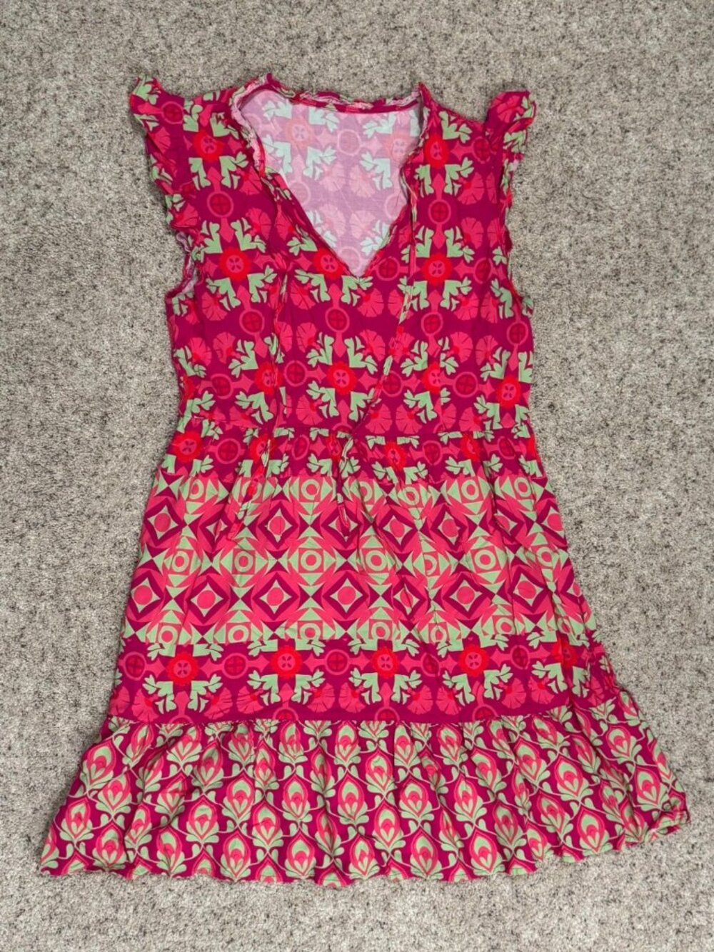 CupShe Geo Sleeveless Mini Dress Pink Green Large